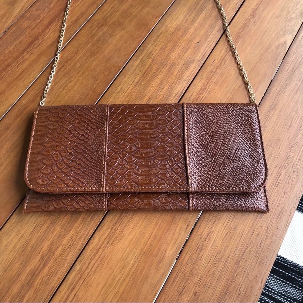 Urban Expressions Brown Vegan Leather Clutch 👜